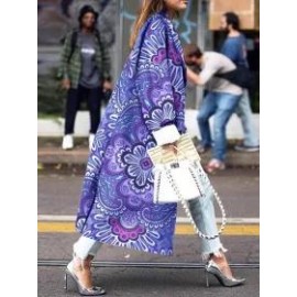 Fall/Winter Double-breasted Print Loosen Coat