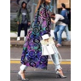 Fall/Winter Double-breasted Print Loosen Coat