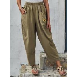 Womens floral print casual trousers