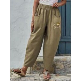 Womens floral print casual trousers