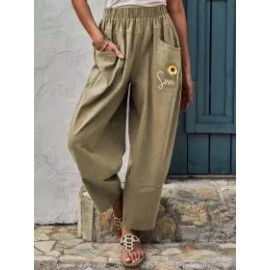 Womens floral print casual trousers