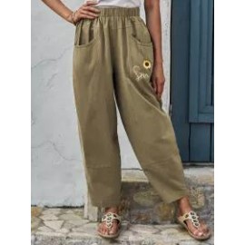 Womens floral print casual trousers
