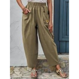 Womens floral print casual trousers