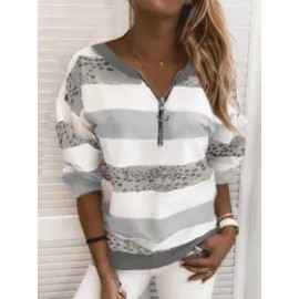 Women Stripe Casual Sweatshirt
