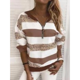 Women Stripe Casual Sweatshirt