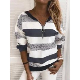 Women Stripe Casual Sweatshirt