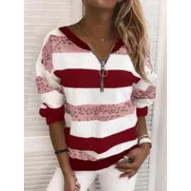 Women Stripe Casual Sweatshirt
