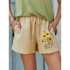 Womens floral print casual shorts