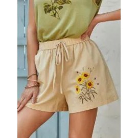 Womens floral print casual shorts