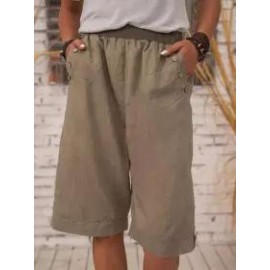 Cotton and linen casual shorts