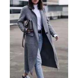 Pure Color Loose Casual Woolen Coat