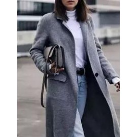 Pure Color Loose Casual Woolen Coat