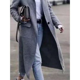 Pure Color Loose Casual Woolen Coat