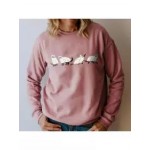 Women's Black Cat Halloween Print Casual Sweatshirt