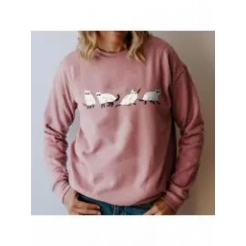Women's Black Cat Halloween Print Casual Sweatshirt