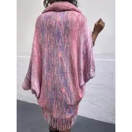 Casual Loose Knit Fur Collar Shawl Coat