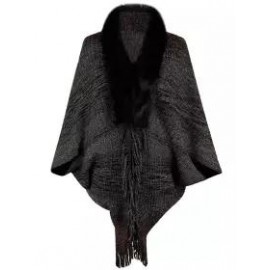 Casual Loose Knit Fur Collar Shawl Coat