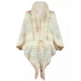 Casual Loose Knit Fur Collar Shawl Coat