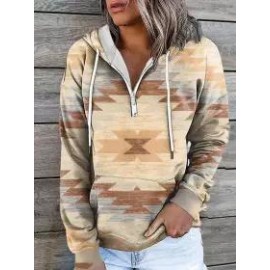 Casual Loose Vintage Print Hoodie