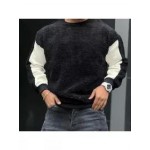 Cashmere Stitching Crew Neck Sweatshirt