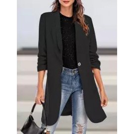 Casual Loose Solid Color Woolen Cardigan Coat