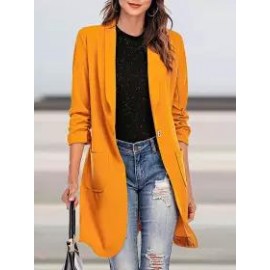 Casual Loose Solid Color Woolen Cardigan Coat