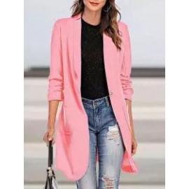 Casual Loose Solid Color Woolen Cardigan Coat