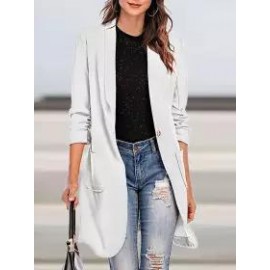Casual Loose Solid Color Woolen Cardigan Coat