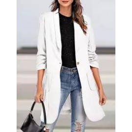 Casual Loose Solid Color Woolen Cardigan Coat