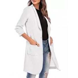 Casual Loose Solid Color Woolen Cardigan Coat
