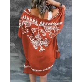 Patterned Loose Beach Sunscreen Mid Sleeve Cardigan