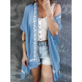 Patterned Loose Beach Sunscreen Mid Sleeve Cardigan