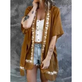 Patterned Loose Beach Sunscreen Mid Sleeve Cardigan