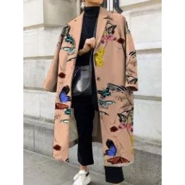 Ladies Elegant Fashion New Printed Casual Daily Coat Coat