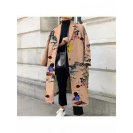 Ladies Elegant Fashion New Printed Casual Daily Coat Coat