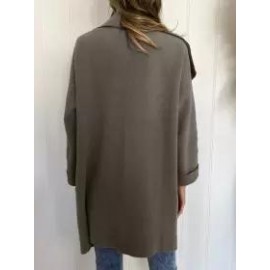 Color Block Geometric Print Long-sleeved Woolen Coat
