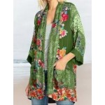 Casual Loose Floral Print Cardigan Long Sleeve Blouse