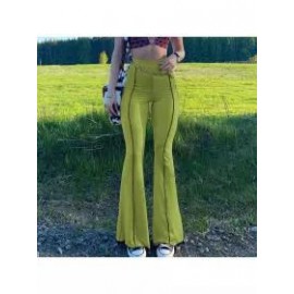 European And American Foreign Trade Women's New Style Line Collision Color Anti-car High-waist Flared Pants Casual Yoga Hot Girl Trousers Whole Women