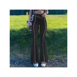 European And American Foreign Trade Women's New Style Line Collision Color Anti-car High-waist Flared Pants Casual Yoga Hot Girl Trousers Whole Women
