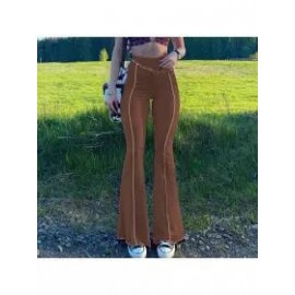 European And American Foreign Trade Women's New Style Line Collision Color Anti-car High-waist Flared Pants Casual Yoga Hot Girl Trousers Whole Women