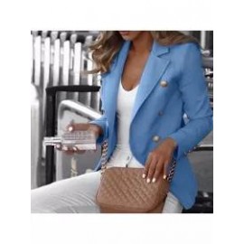 Fashion Casual Lapel Decorative Button Blazer