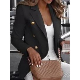 Fashion Casual Lapel Decorative Button Blazer