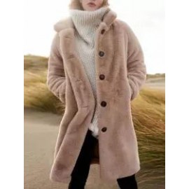 Casual Loose Solid Color Single-Breasted Sherpa Coat