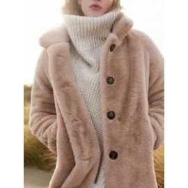 Casual Loose Solid Color Single-Breasted Sherpa Coat