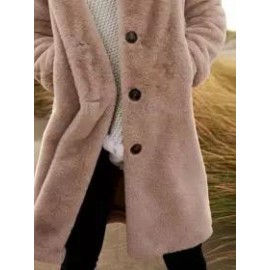 Casual Loose Solid Color Single-Breasted Sherpa Coat