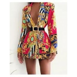 Women's Fashion Retro Printed Suit