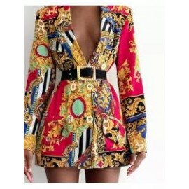 Women's Fashion Retro Printed Suit