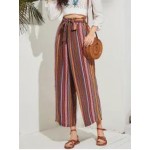 Factory Direct Supply Straight Pants Wide Leg Pants Ethnic Style Spring And Summer Casual Striped Cotton Harem Foreign Trade Loose Women's Long Pants