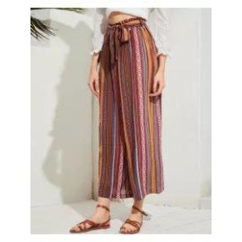 Factory Direct Supply Straight Pants Wide Leg Pants Ethnic Style Spring And Summer Casual Striped Cotton Harem Foreign Trade Loose Women's Long Pants