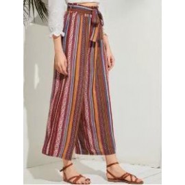 Factory Direct Supply Straight Pants Wide Leg Pants Ethnic Style Spring And Summer Casual Striped Cotton Harem Foreign Trade Loose Women's Long Pants